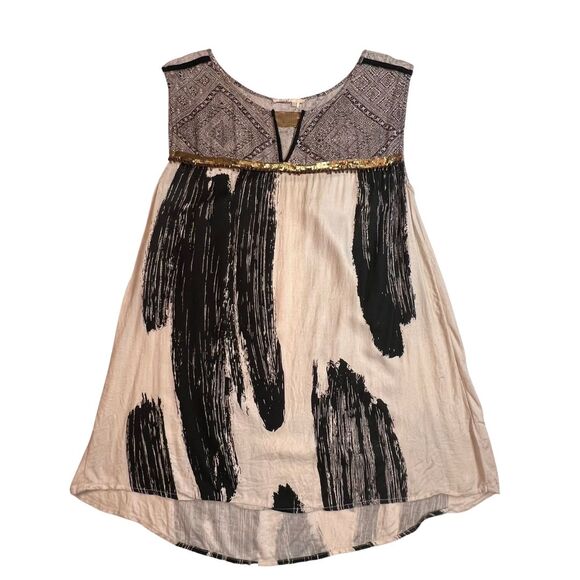 Floreat Anthropologie Blouse Women 6 Western Fringe Aztec Tribal Boho Chic Tunic - Picture 5 of 11